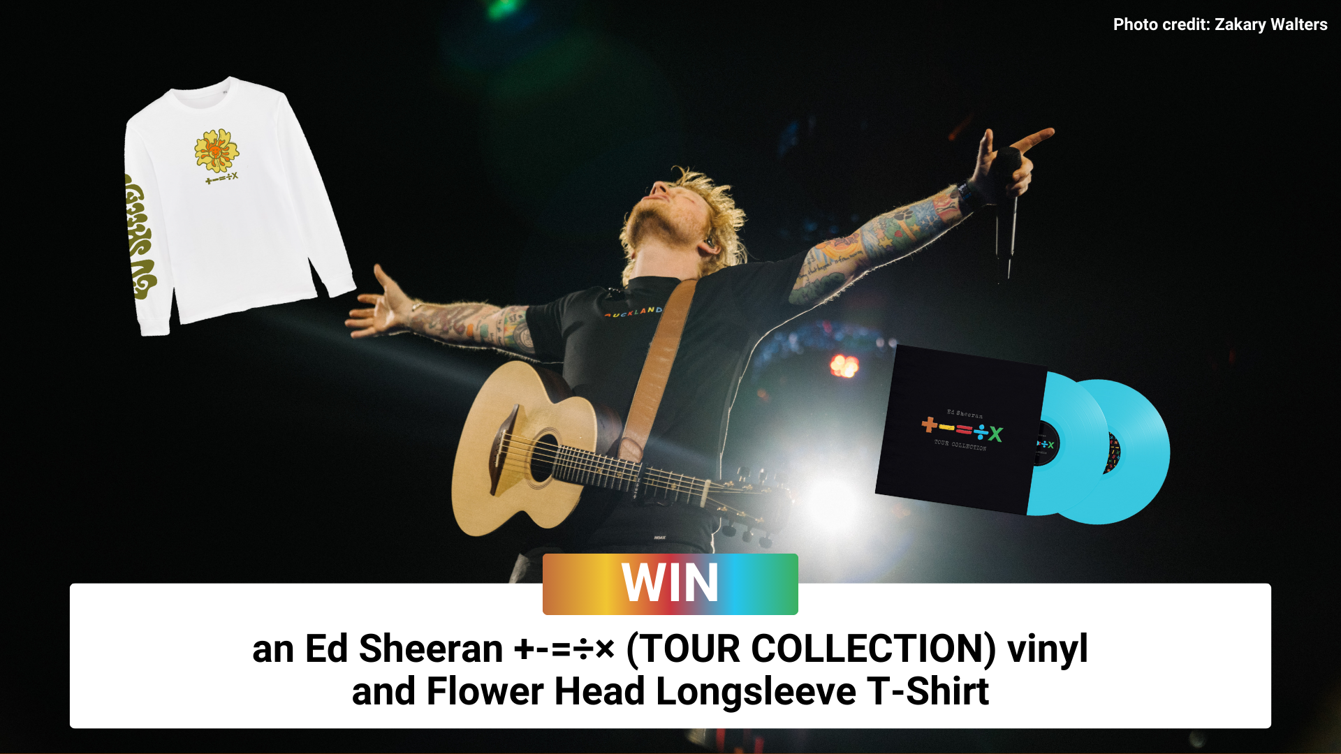 Win an Ed Sheeran +-=÷× (TOUR COLLECTION) vinyl and Flower Head Longsleeve T-Shirt